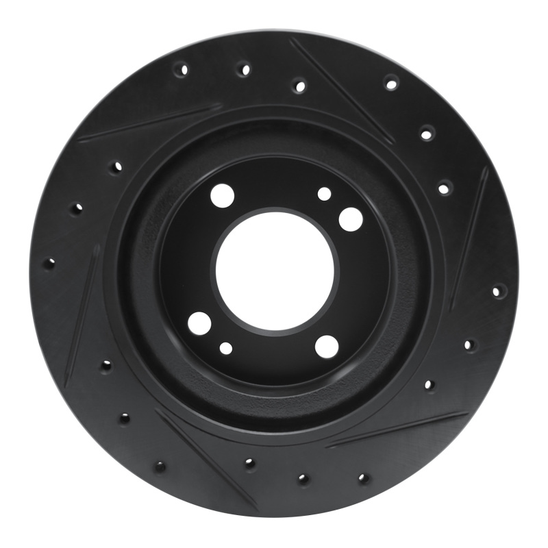 Dodge Attitude Brake Rotor (1) - Front Left - R1 Concepts - Drilled & Slotted - Black - `16-`25